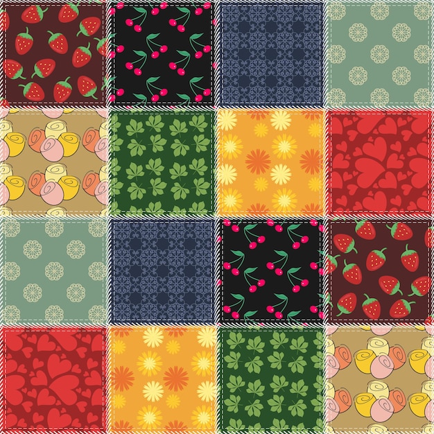 patchwork background with different patterns