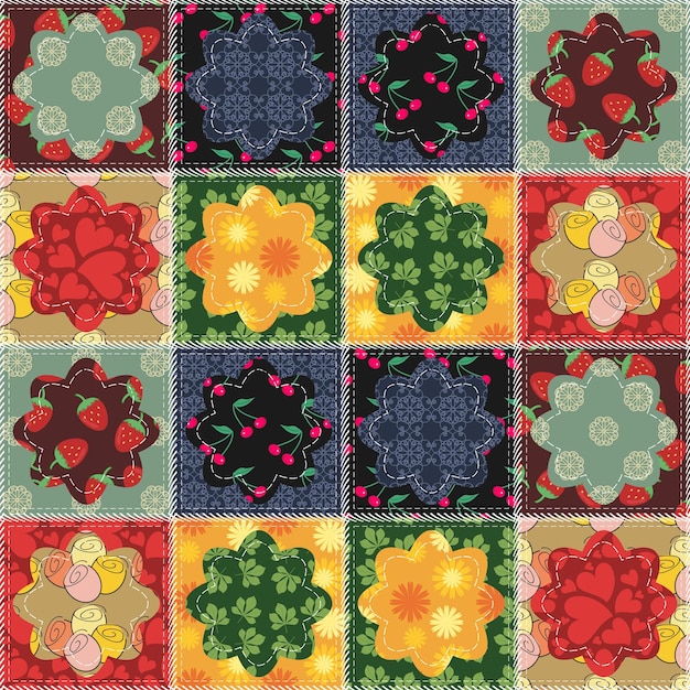 patchwork background with different patterns