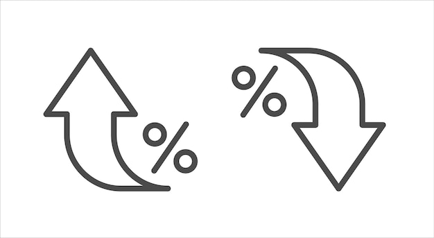 percent arrow icon growth increase decrease arrow filled icons up arrows down arrows vector