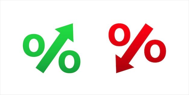 percent symbol increase growth and decrease icon
