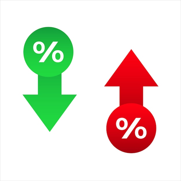 percent symbol increase growth and decrease icon