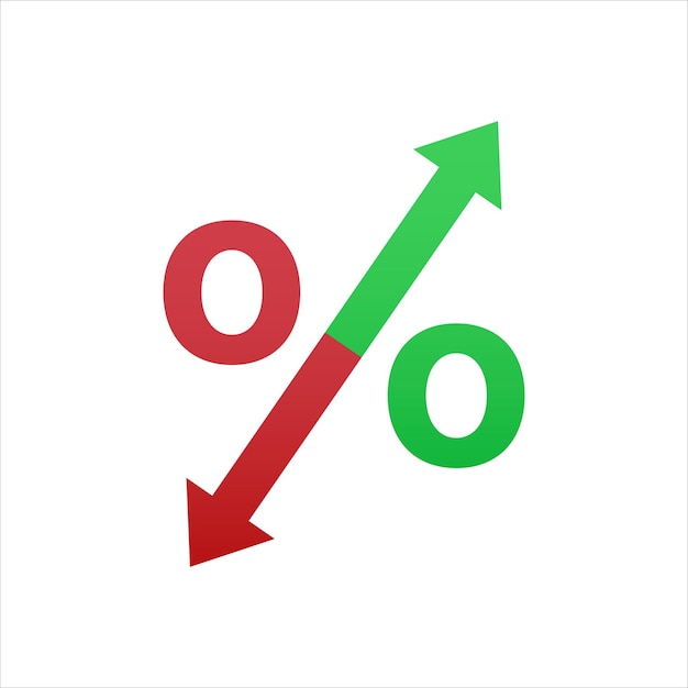 percent symbol market increase growth and decrease icon