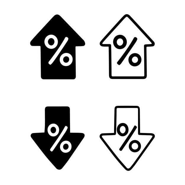 percentage change icons with arrows indicating increase and decrease