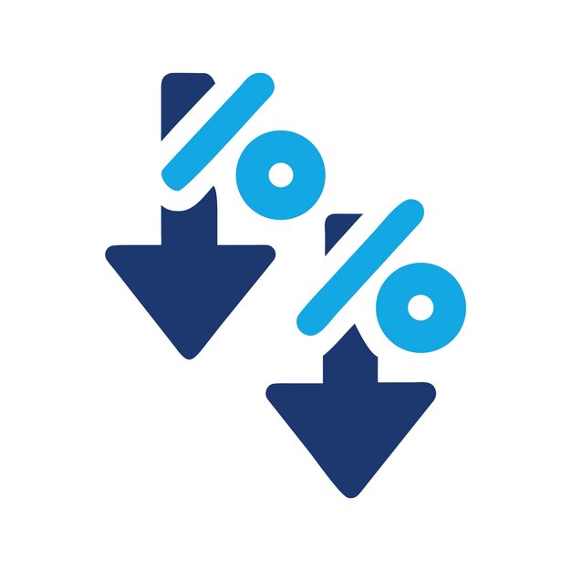 percentage decrease icon with downward arrows