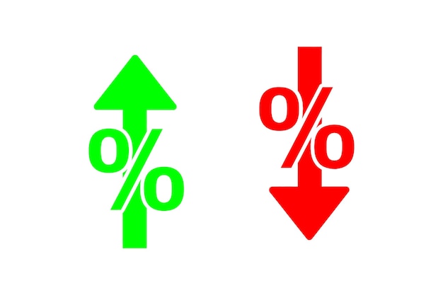 percentage increase and decrease icons set