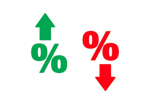 percentage increase and decrease icons set