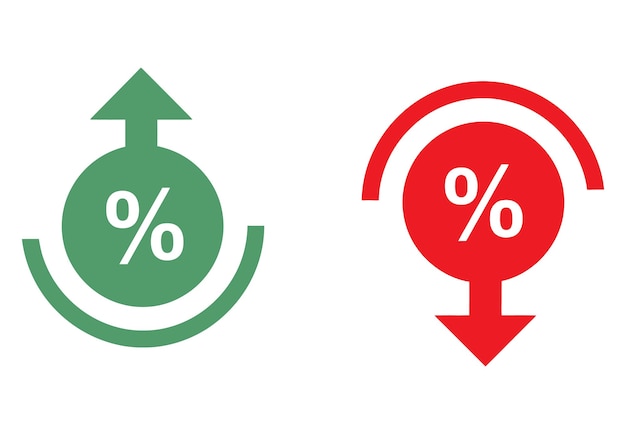 percentage increase and decrease icons set