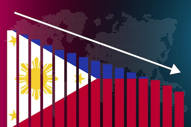 philippines bar chart graph decreasing values crisis and downgrade news banner fail and decrease