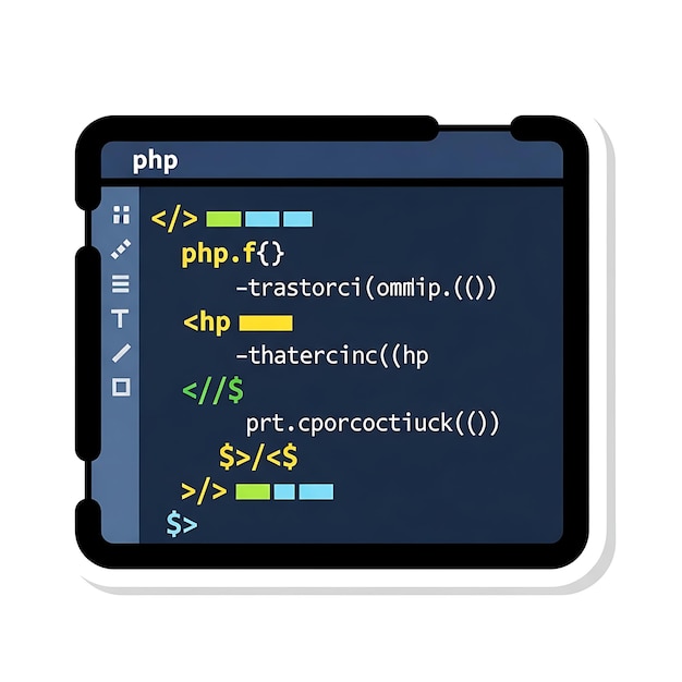 php programming code editor interface sticker