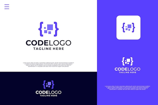 pixel code coding tech logo design