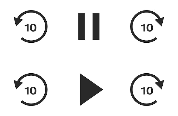 play and pause button video player ui design with 10 sec increase or decrease
