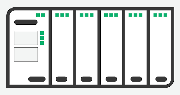 plc programable logic controller flat design
