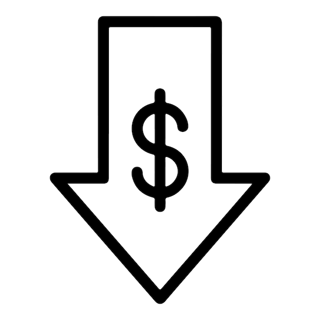 Price Decrease Icon Financial Downturn and Cost Reduction Symbol