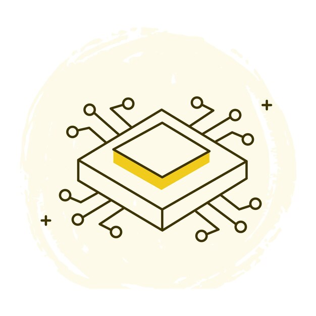 processor and cpu vector icon design computer chip microprocessor digital processing hardware