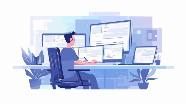professional man programming software concept programmer working on code
