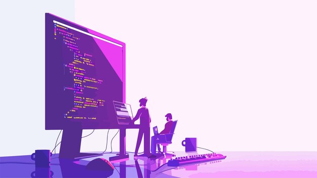 professional programmers utilizing javascript programming language in tech environment