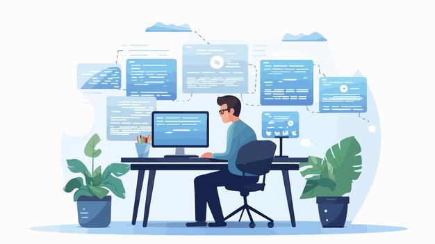 professional software developer working with program code