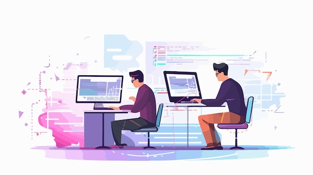 professional software developer working with program code