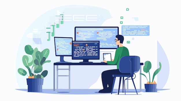 professional software developer working with program code