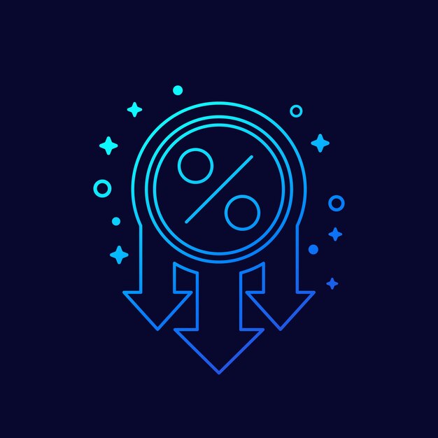 profit decrease or falling rates line icon