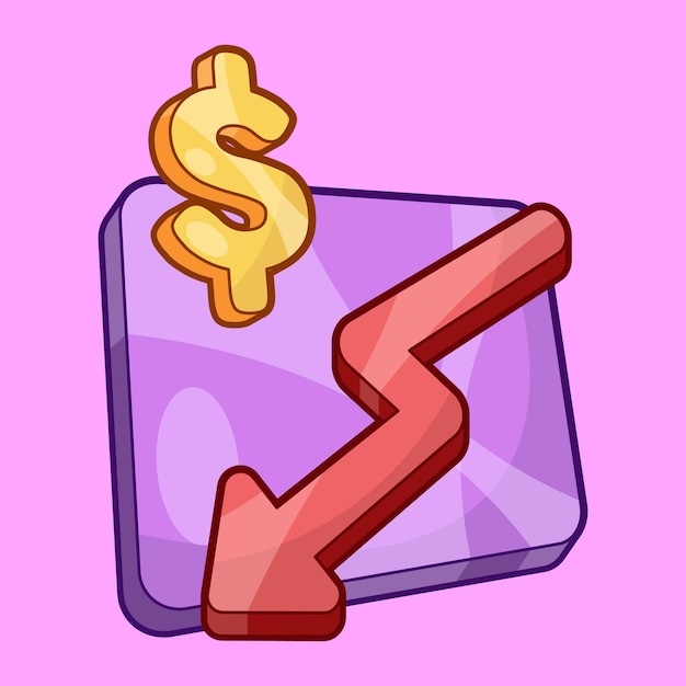 profit decrease with down arrow vector illustration for business and finance design element