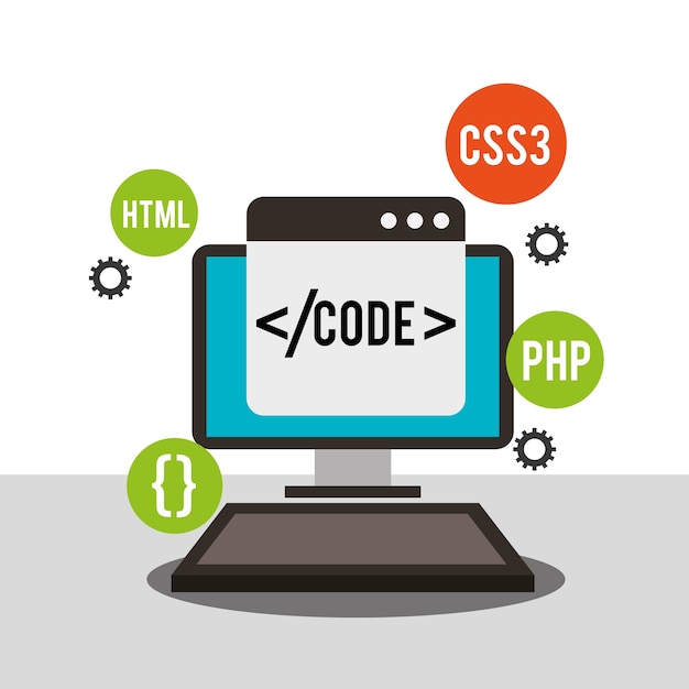 program coding computer editor develop web page 