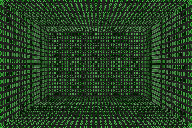 program datum 3d background green programming binary coding matrix vector