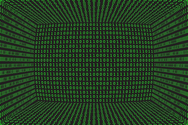 program datum 3d background green programming binary coding matrix vector