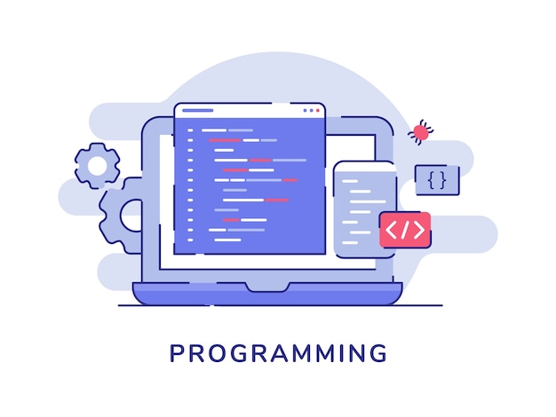 programing concept program code white isolated background