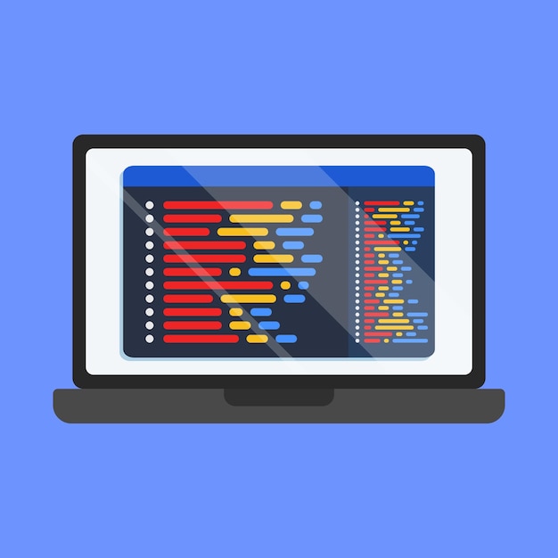 Programmeercode vector icoon programmeercode taal vector software code met laptop vector