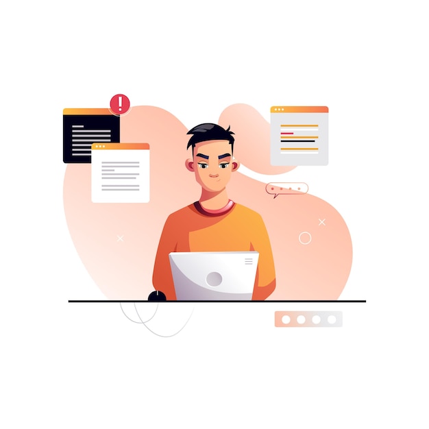 programmer concentrated at working project developing programming and coding technologies