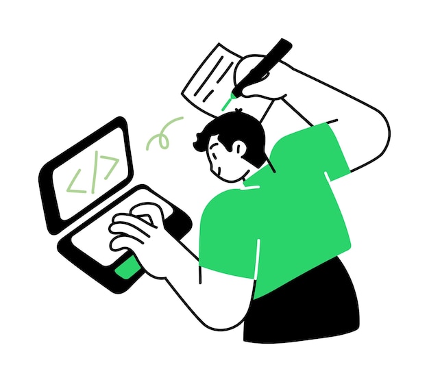 programmer debugging code on tablet