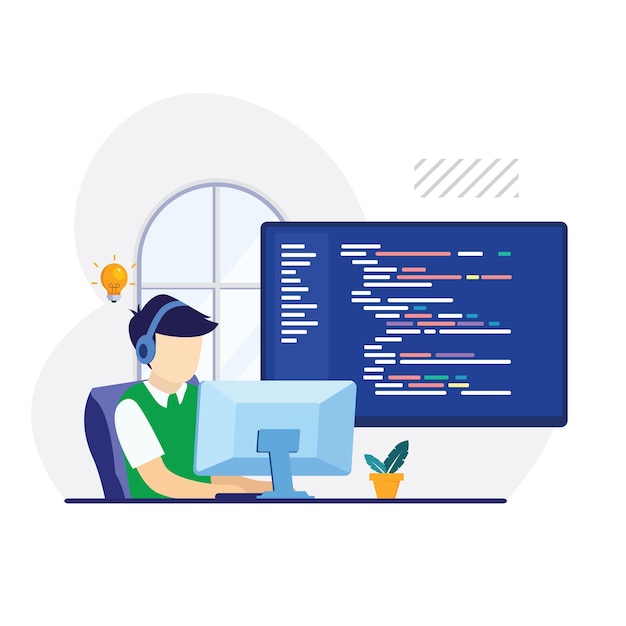 programmer and engineering development coding web development website design developer vector