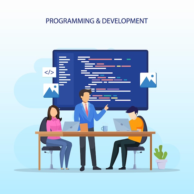 programmer and engineering development coding web development website design developer vector