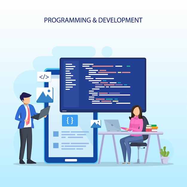 programmer and engineering development coding web development website design developer vector