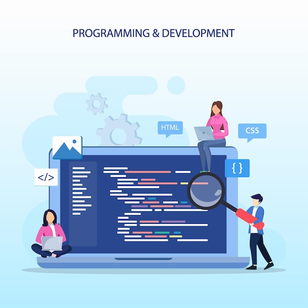 programmer and engineering development coding web development website design developer vector