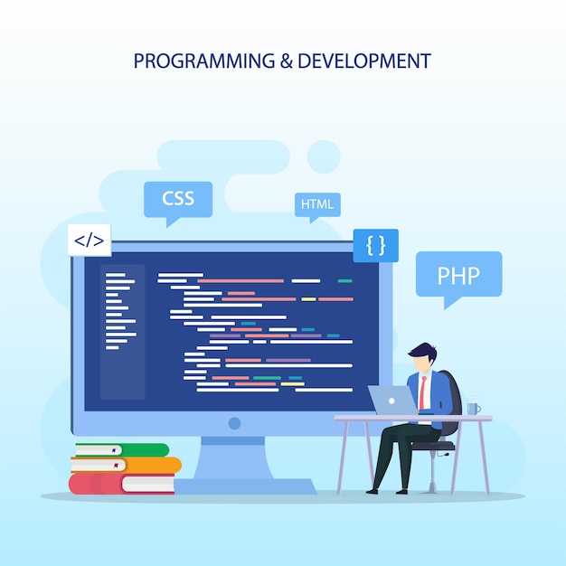 programmer and engineering development coding web development website design developer vector
