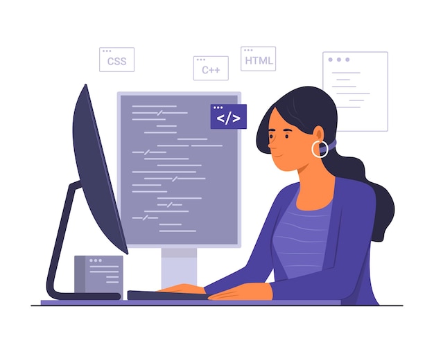 programmer process coding for software development concept illustration