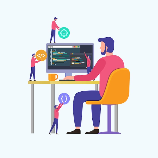 programmers code the web site on the computer
