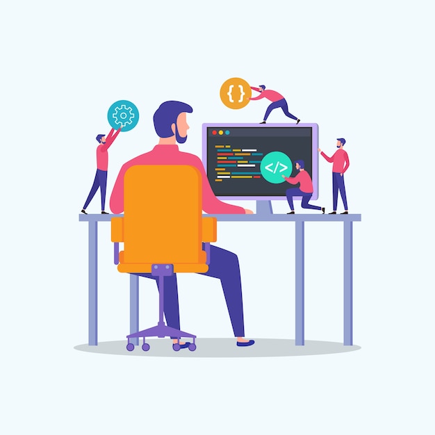 programmers code the web site on the computer