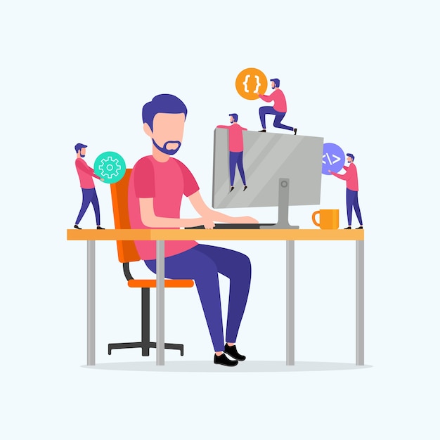 programmers code the web site on the computer