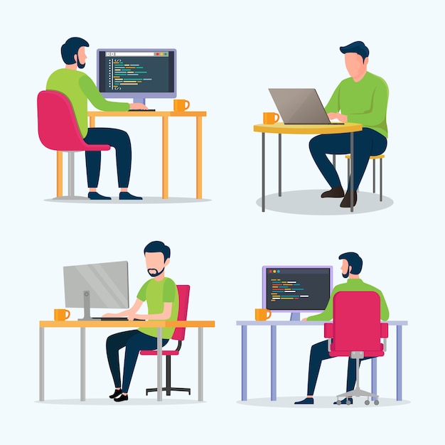 programmers code the web site on the computer