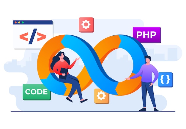 programmers practice of development and software operations devops concept