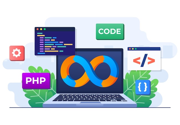 programmers practice of development and software operations devops concept