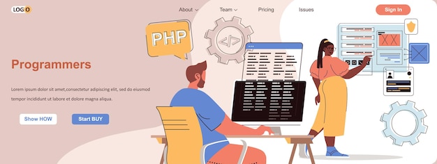 programmers web concept developers program create applications and software