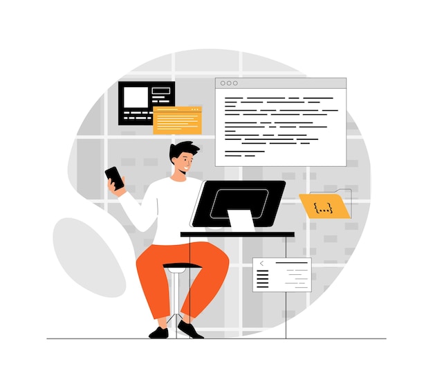 Programming and coding concept Technology process of software development Full Stack Developer Il