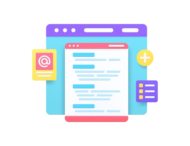 programming coding developing software computer engineering internet browser 3d icon vector