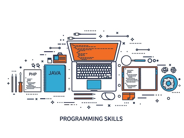 programming coding flat computing background code hardware software web development search engine