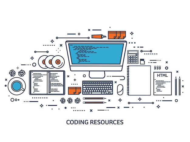 programming coding flat computing background code hardware software web development search engine