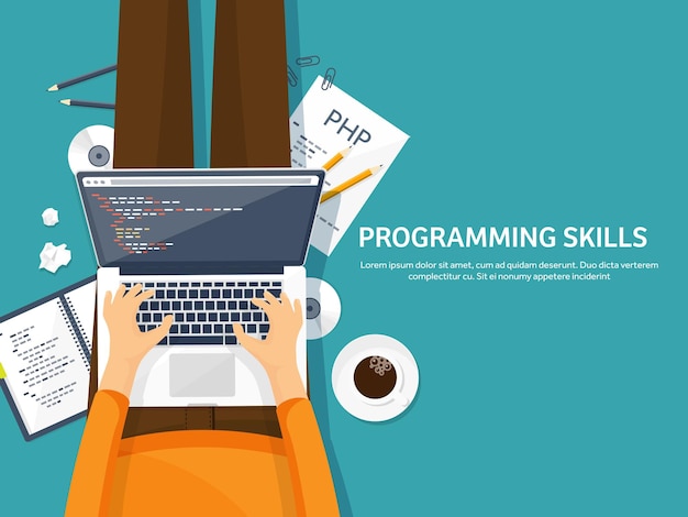 programming coding flat computing background code hardware software web development search engine